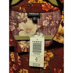 Womens Floral Challis Baby Doll Long Sleeve Shirt NWT 00 M/L Boho Cottage Flirty